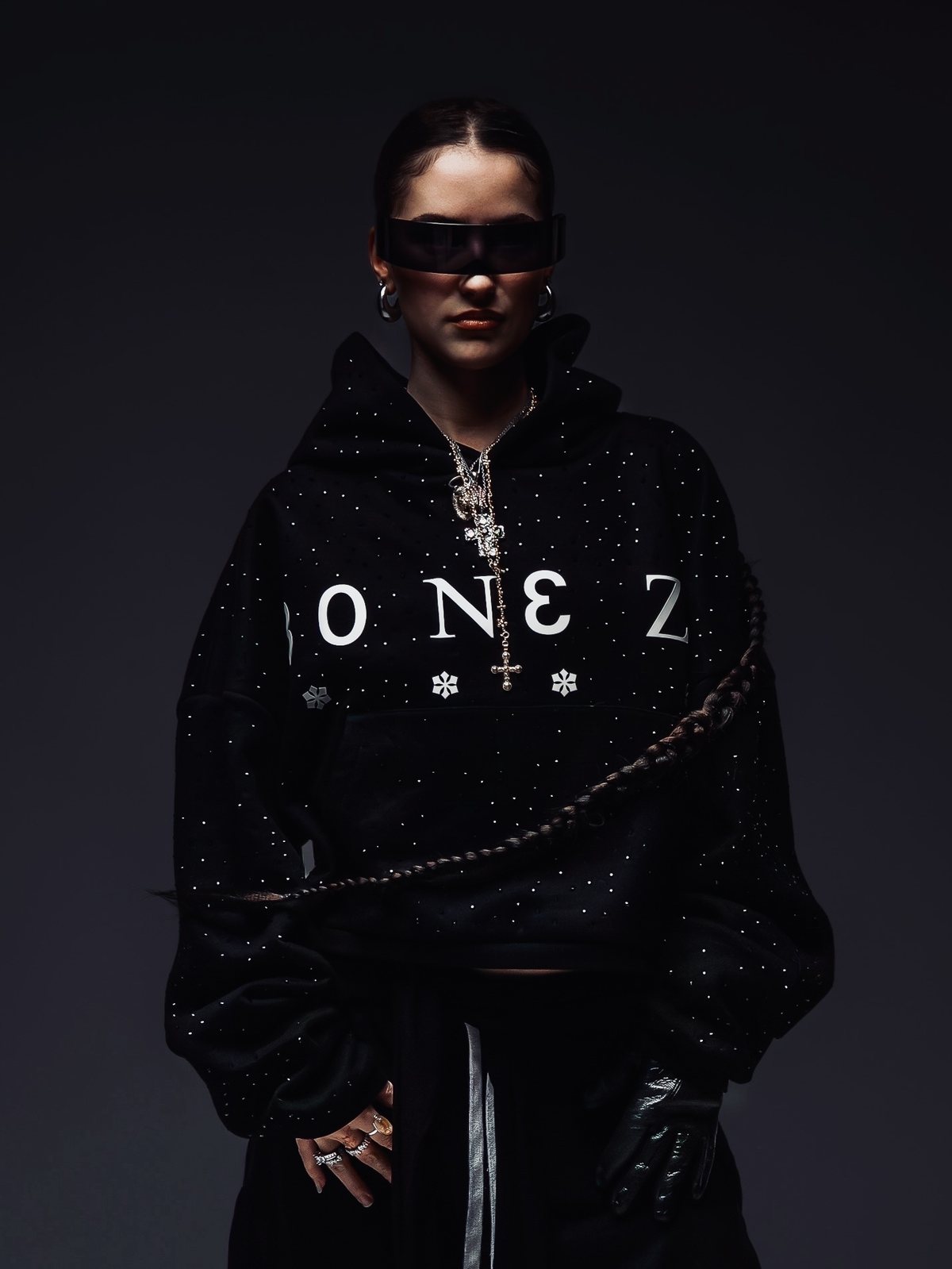 80 N3 ZZ Rhinestone Hoodie